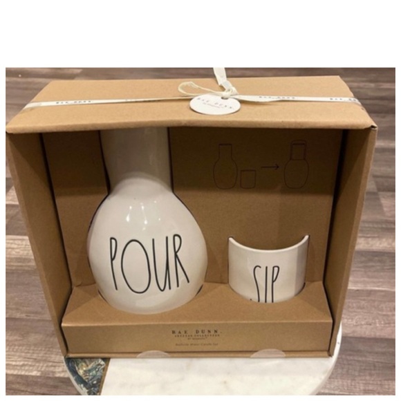 NEW Rae Dunn Pour Sip Bedside Water Carafe & Cup Set - Picture 1 of 2